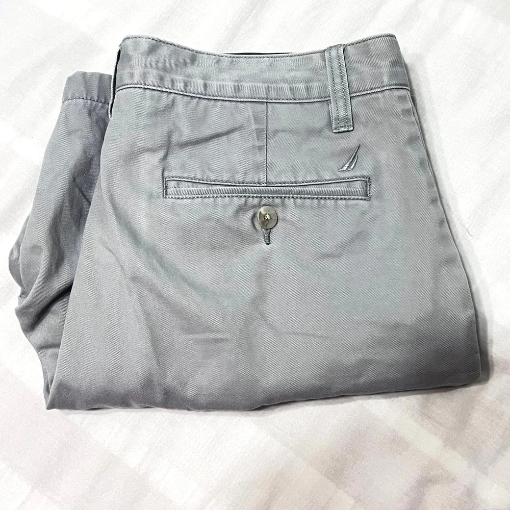 Nautica Deck Shorts Mens Light Grey Cotton Chino Shorts 32W Nautical Preppy
